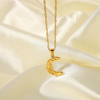 China Waterproof / Non Tarnish Tasty Minimal Half Moon Free Stackable Crescent Stainless Steel Tarnish Jewelry Pending Necklace for sale