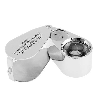 China Portable 40X Illuminated UV Jeweler LED Lens Loupe Magnifying Glass with Metal Construction and Optical Glass for sale