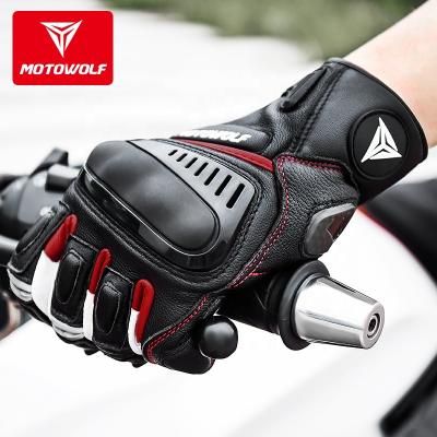 China MOTOWOLF Discount promotional Leather Motorcycle Bike Racing Gloves for men for sale