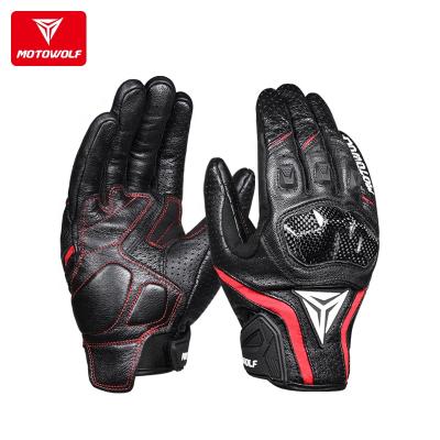 China MOTOWOLF Summer Leather Breathable Motor Gloves Riding Gloves Bikers Motorbike Racing Gloves for sale