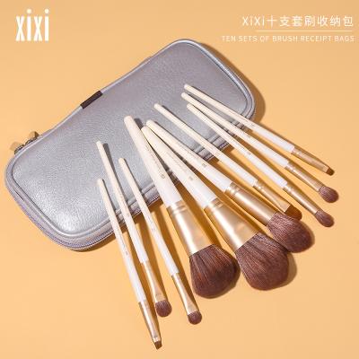 China Angular blush displacement set brush, a full set of shadow Ten high gloss eyeshadow blush brushes, one set equals all, with PU box for sale