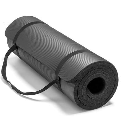 China Wholesale Black Yoga 20mm Thick Non-slip Mat Oem With Carry Strap Exercise NBR Cheap Custom 10mm 15mm for sale