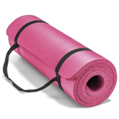 China Non-slip 10mm 15mm 20 mm 30mm extra thick non-slip nbr yoga mats with carry strap for sale