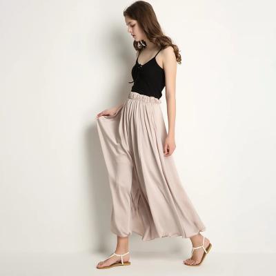 China Factory direct sale Europe factory direct sale Anti-wrinkle elastic waistband women's big flare leg skirt pants elastic skirt ladies for sale