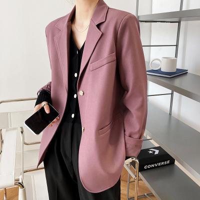 China 2021 Women's Autumn Clothes High Quality Vintage Blazer Office Casual Lady Breathable Single Breasted Jacket With Pockets for sale