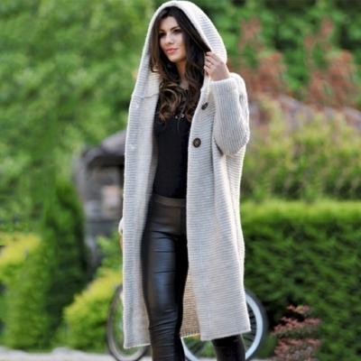 China Breathable Women Fast Fashion Clothes Wholesale Hooded Long Cardigan Ladies Sweater for sale