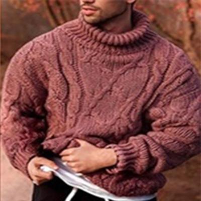 China 2021 Autumn Winter New Design Mens Thick Turtle Knitwear Breathable Heavy Gauge Neck Cable Knit Sweater for sale