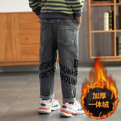 China Color Fade Proof Children Clothing Wholesale Kids Baby Boy Winter Small Furry Thick Jeans for sale