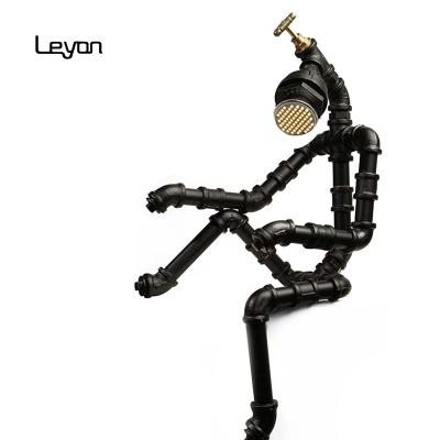 China Retro Home Creative Robot Lamp Fittings Industrial Malleable Cast Iron Decoration China Pipe Ladder Shelf for sale