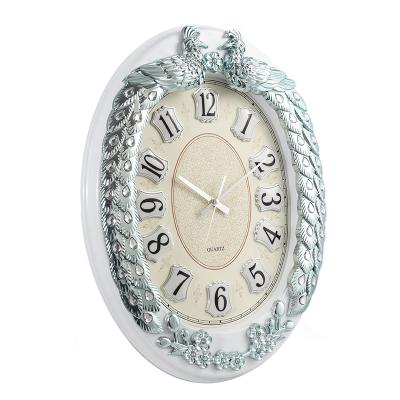 China Factory Hot Sale 12mm Leaf Style Peacock Antique Wall Clock for sale