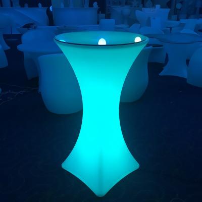 China Night Club Event Banquet Hotel Garden Shenshar Garden Furniture Led Light Table Led Light Bar Table for sale