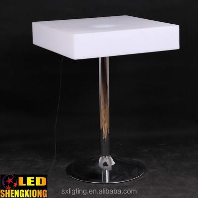 China Modern Hot Sale New Design RGB Color Refillable Disco Party Bar Furniture Plastic Led Square Dining Table for sale