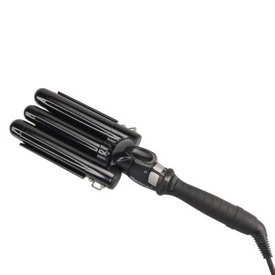 China Safety Portable Triple Deep Hesitate Electric Professional 3 Barrel Curling Iron Hair Crimper for sale