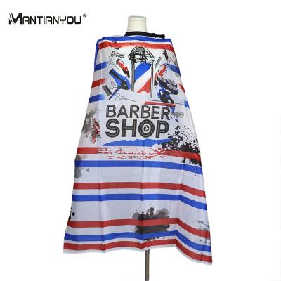 China Beauty Salon Barber Cape Wholesale Polyester Custom Logo Waterproof Robe Hair Cutting Hairdressing Barber Salon Cape for sale