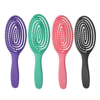 China Private Label Hairdressing Comb Plastic Flexible Detangling Hair Brush Massage Scalp Paddle for sale