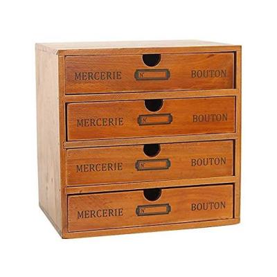 China Solid Wood Wooden Storage Box Retro Filing Cabinet Multi-Layer Office Drawer for sale