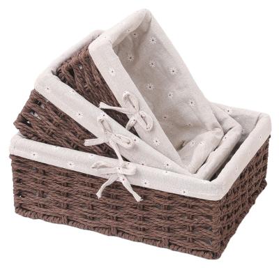 China No Art Craft Wicker Storage Bins Rectangular Container Cheap Box Small Basket Organizer for sale