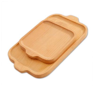 China Wooden Rectangular Two-ear Bamboo Tray Solid Wood Tray In Hotel Restaurant Children's Dinner Dishes for sale