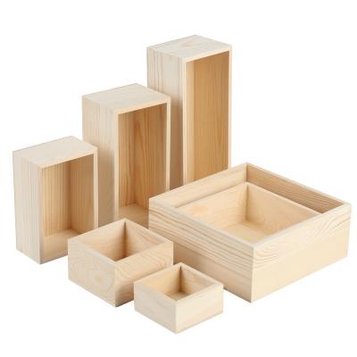 China Craft Box Small Wooden Box Making Storage Wood Organizer for Drawer Desk Decor for sale