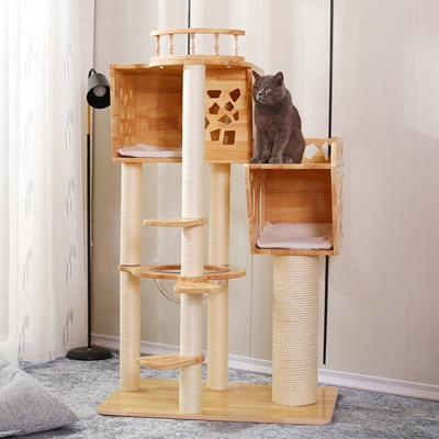 China Purple Cute Funny Wooden Modern Viable Bamboo Palm Scratcher Protect Sofa Cat Tree Basket Scratch Post Scratcher Tree For Cats Tunisia for sale