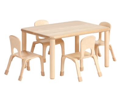 China Eco-friengly Wooden Montessori Kids Study Table Preschool Desk and Chair Kids Wooden Kindergarten Playroom Activity Table Furniture Sets for sale