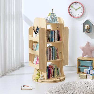 China Modern Revolving Bookcase Bookcase Shelf Furniture Nursery Wooden Preschool Modern Room Storage Cabinet Kids Bookcase for sale