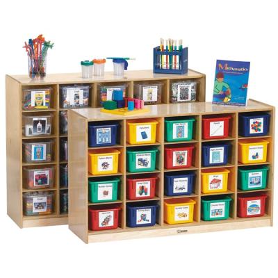 China XIHA Montessori Toy Storage Furniture Kids Toy Wooden Shelf Eco-Friendly Wooden Furniture Four-Tier Montessori Cabinet With Back Compartment for sale