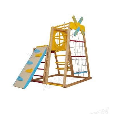 China XIHA Eco-friendly Kids Indoor Climbing Frame Indoor Toddler Climbing Wooden Frame And Ramp for sale