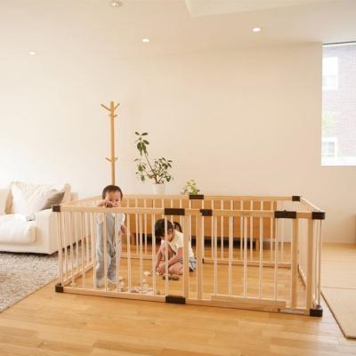 China Durable Wooden Children Fence Indoor Playground Climbing Equipment Kids Safety Wooden Large Playpen With Gate for sale