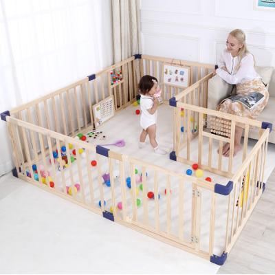 China Portable Indoor Crawling Toddler Durable Wooden Playpen Fence Baby Playard Game Pen For Infant Play Center Safety Child Wooden Playpen for sale