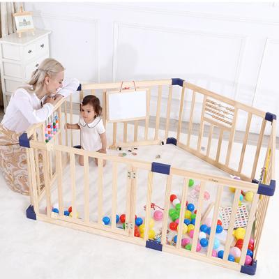 China Wooden Playpen Kids Durable Baby Playpen Square Wooden Baby Fence Crawling Railing for sale