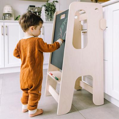 China Adjustable (Waist) Aid Tower Kids Learning Step Stool 2 in 1 Multi-Use Montessori Kids Wooden Child Faultable Learning Tower Aid Slide for sale