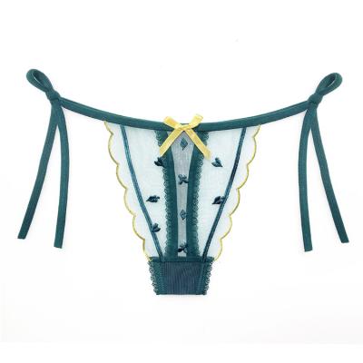 China Anti-Bacterial Mesh embroidery sexy lure ultra-thin thong for sale