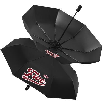 China American Style Wholesale custom logo 8 ribs windproof 22 inch umbrella automatic three folding umbrellas for the rain for sale