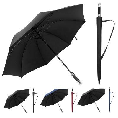 China American Style Wholesale Custom Double Layer Black Straight Umbrella With Logo Printing Windproof Promotional Golf Umbrella for sale