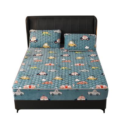 China General 100% Non-slip Plaid Style Cartoon Polyester Bed Sheet Protector Dormitory Bedroom Hotel Fixed for sale