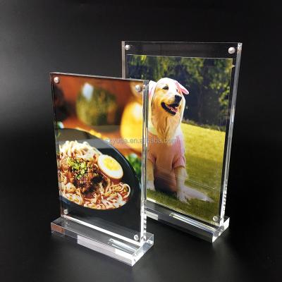 China T Label Sign Card Desktop Menu Holder Durable Magnetic Acrylic Advertising Holder for sale