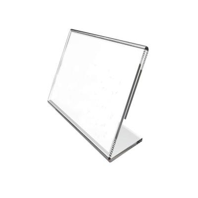 China Small Clear Acrylic Plastic L Desk Holder Mini Shape Sign Eco-friendly Price Tag Holders Label Table Holder for sale