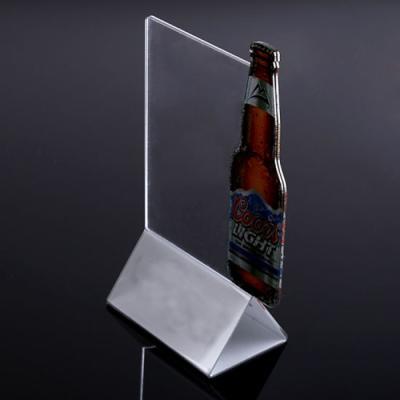 China Various Sizes Eco - Friendly Table Tents Restaurant Menu Holder Double Sided T Shape A6 Clear Sign Holder for sale