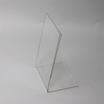 China Eco-friendly Slanted Clear Acrylic Plastic Table Stand A4 Size Price List Holders Sign Holders For Store for sale