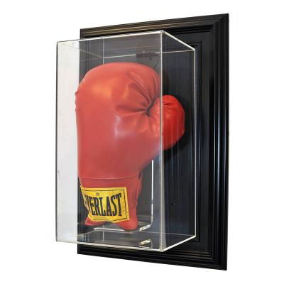 China Durable Wall Mounted Single Vertical Glove Boxing Glove Showcase Clear Display Box for sale