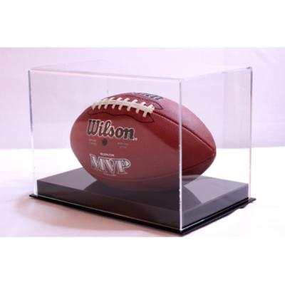 China Durable Square Rugby Ball Display Box Mini Plexiglass Acrylic Sports Ball Display Stand for sale