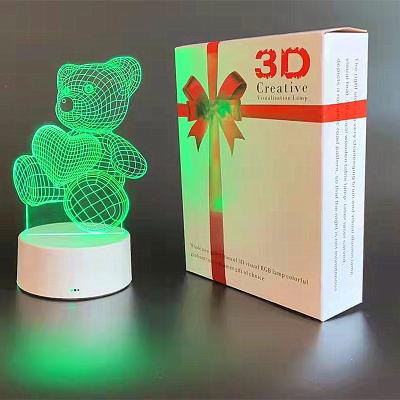 China Contemporary Night Light Switch 16 Colors Touch USB Acrylic Base Led 3d Lamp Optical Illusion lampLED Lamp Holder for sale