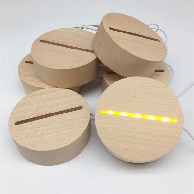 China Farm Factory Wholesale Rounded BaseLED Night Light 3D Desk Lamp Base Original Wooden Switch Button Lamp for sale