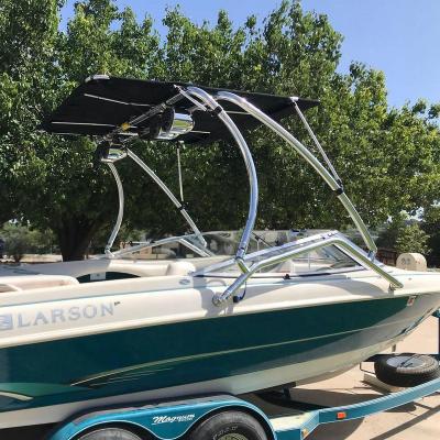 China Over Tower Design To Allow Freer Space OTB76 Stainless Steel Over Top Wakeboard Tower Bimini Boat Bimini Top Black Canvas for sale