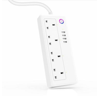 China Alexa Echo Google Assitance Controlled UK 3 Pin Plug 4 Surge Protected Strip 1.8m Extension Lead With USB Outlet 5V 3.1A Wifi Power Strip Fast Charging Smart Cord for sale