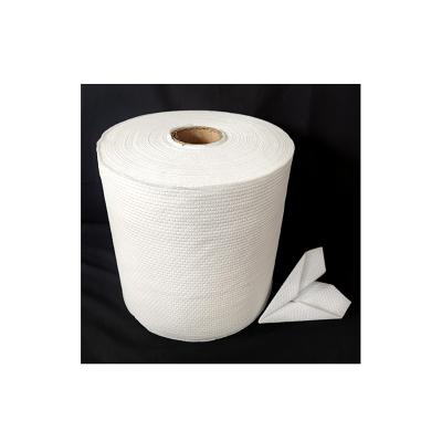 China White Embossed Water Absorption 35-120gsm PP Wood Pulps Jumbo Roll Embossing Spunlace Nonwoven Fabric for sale