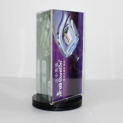 China Rotating Menu Holder Custom Size Rotated Three Side Load Acrylic Sign Menu Holder For Cafe, Restaurant for sale