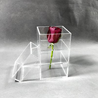 China New Rose Flower Display Box Pot Display Case 2 Tier Immovable Gift Right Angle Inner Layer Can Be Moved Vas For Mother Birthday Gifts for sale