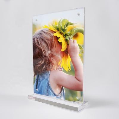 China Photo/Pictures Stand On Desk 8X10 6X8 4X6 Inches A4 A5 A6 Gift Photo Frame Double Sides Acrylic Magnetic Pictures Photo Display Frames With Base for sale